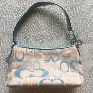 Coach purse light blue monogram style